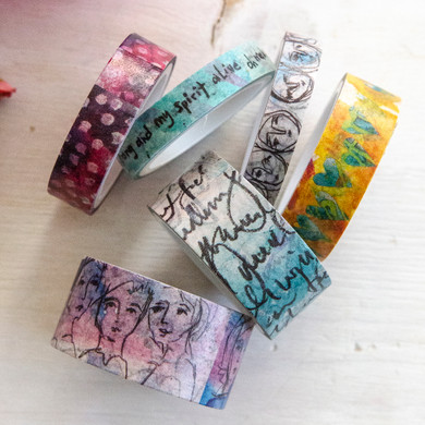 Dina Wakley Media Assorted Washi Tape — Collage Faces