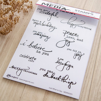 Ranger Ink Dina Wakley Media Cling Stamps Just What to Say