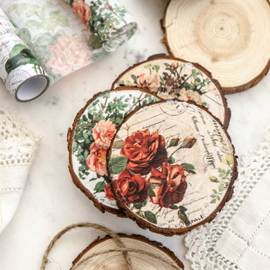 DIY Collage Paper Coasters Made From Wood Scraps