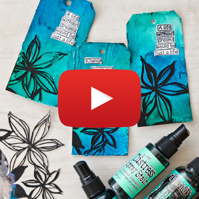 Ocean Blues Spray Ink Tags Video